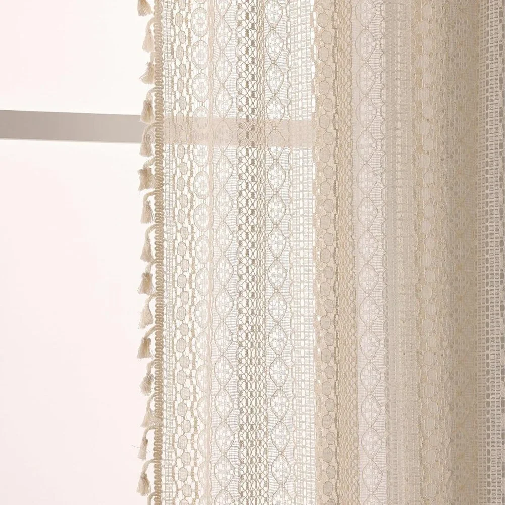 Boho Lace Curtains 2 Panels